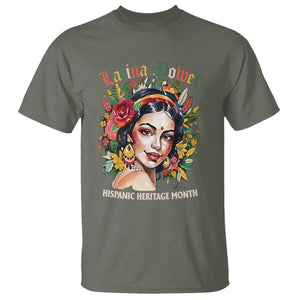 Hispanic Heritage Month T Shirt Mexican Latina Power Flowers TS02 Military Green Printyourwear