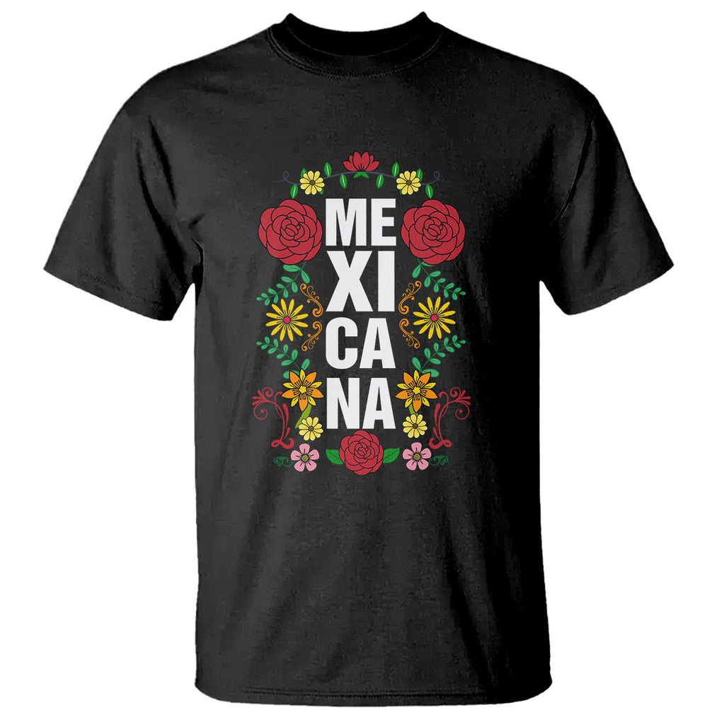 Hispanic Heritage Month Mexico T Shirt Mexicana Flowers Mexican Pride TS02 Black Printyourwear