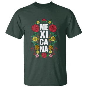 Hispanic Heritage Month Mexico T Shirt Mexicana Flowers Mexican Pride TS02 Dark Forest Green Printyourwear