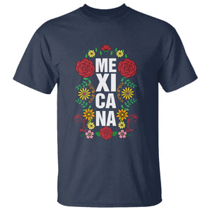 Hispanic Heritage Month Mexico T Shirt Mexicana Flowers Mexican Pride TS02 Navy Printyourwear