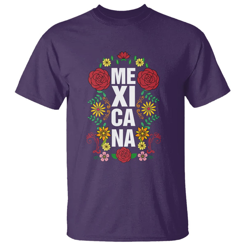 Hispanic Heritage Month Mexico T Shirt Mexicana Flowers Mexican Pride TS02 Purple Printyourwear