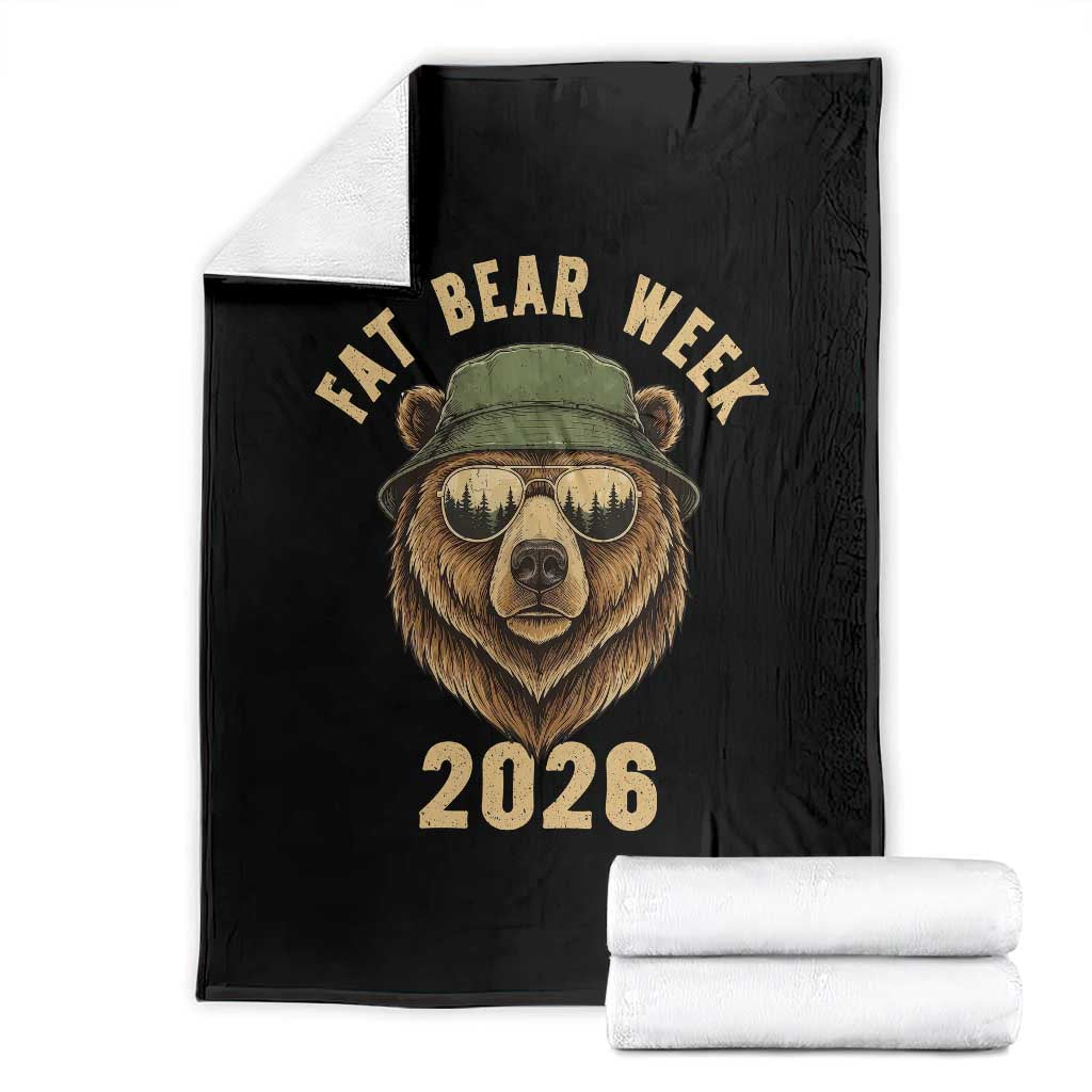 Vintage Fat Bear 2026 Outdoor Wildlife Graphic Throw Blanket Cool Bear Sunglasses Nature Camping Lover