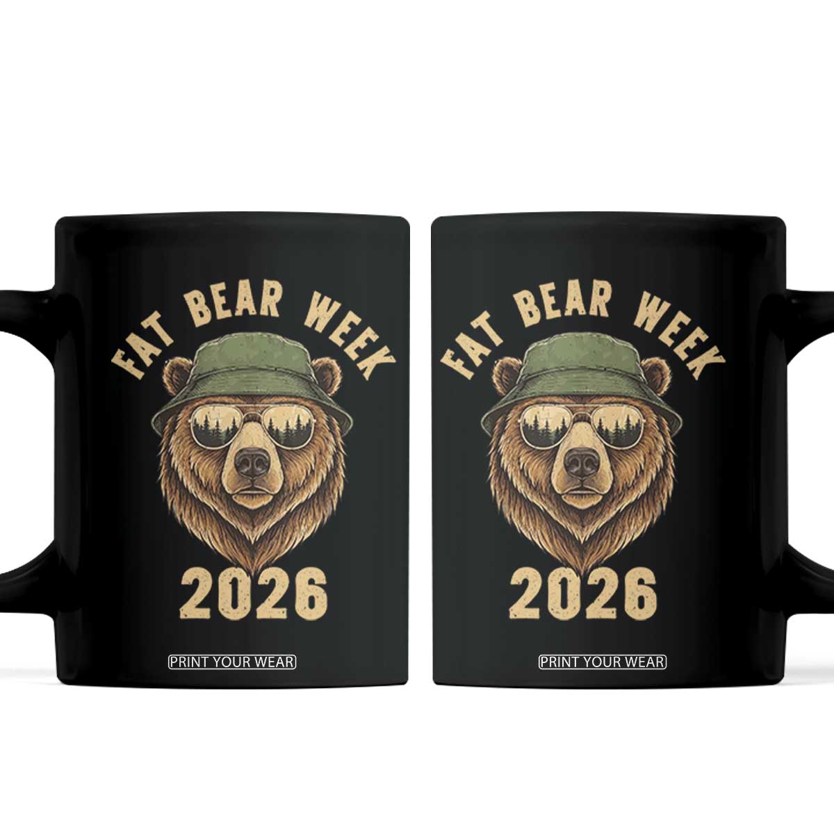 Vintage Fat Bear 2026 Outdoor Wildlife Graphic Coffee Mug Cool Bear Sunglasses Nature Camping Lover