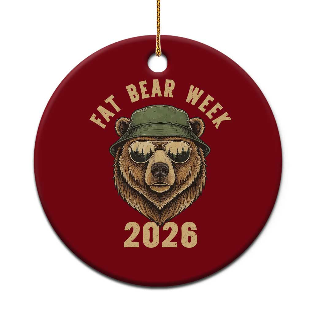 Vintage Fat Bear 2026 Outdoor Wildlife Graphic Ceramic Ornament Cool Bear Sunglasses Nature Camping Lover