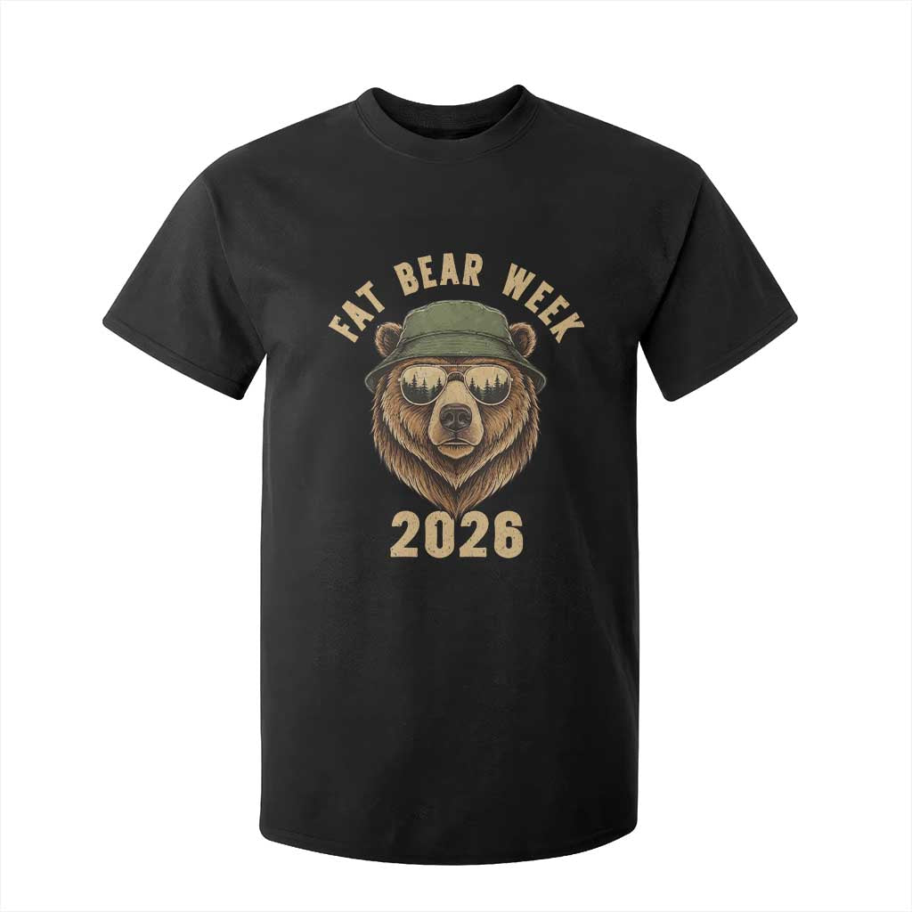 Vintage Fat Bear 2026 Outdoor Wildlife Graphic T Shirt For Kid Cool Bear Sunglasses Nature Camping Lover