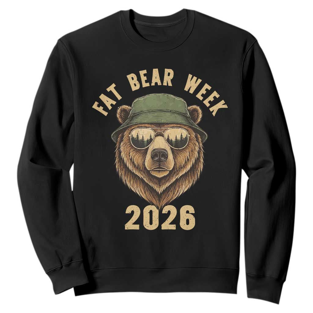Vintage Fat Bear 2026 Outdoor Wildlife Graphic Sweatshirt Cool Bear Sunglasses Nature Camping Lover