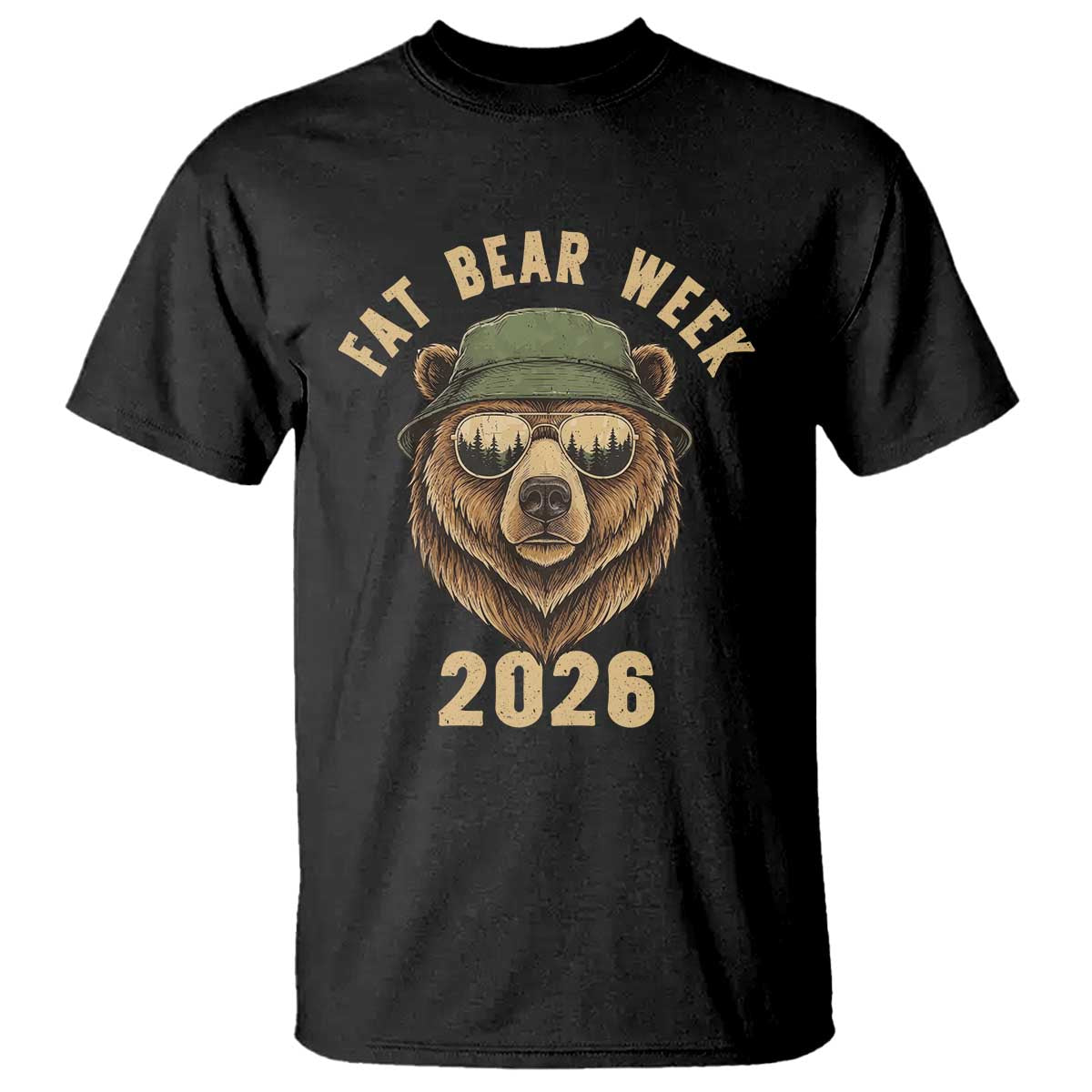 Vintage Fat Bear 2026 Outdoor Wildlife Graphic T Shirt Cool Bear Sunglasses Nature Camping Lover