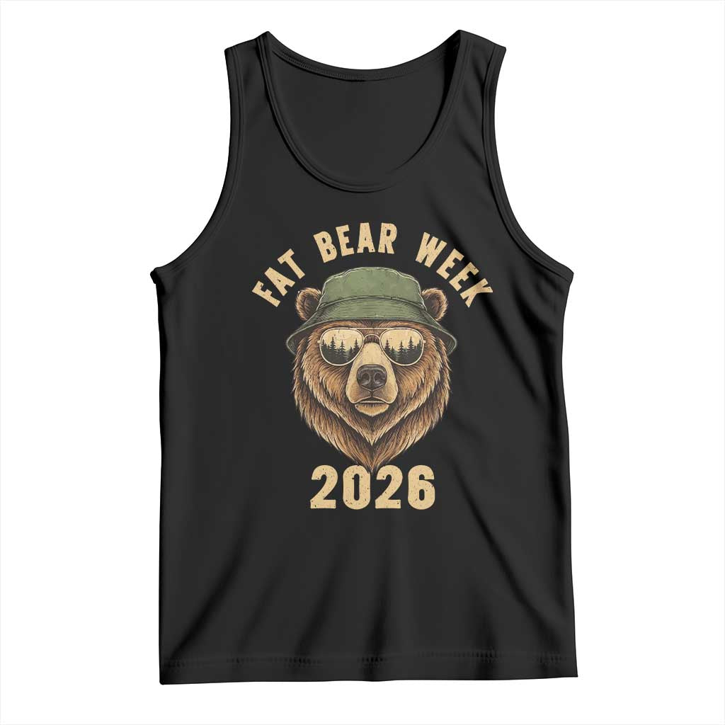 Vintage Fat Bear 2026 Outdoor Wildlife Graphic Tank Top Cool Bear Sunglasses Nature Camping Lover