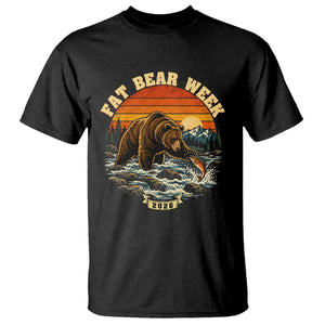 Fat Bear Week 2026 Retro Sunset Grizzly Graphic T Shirt River Salmon Fishing Outdoor Nature Lover