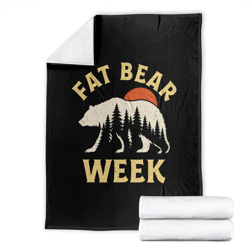 Fat Bear Week Vintage Sunset Forest Graphic Throw Blanket Alaska Wildlife Nature Outdoor Adventure Lover