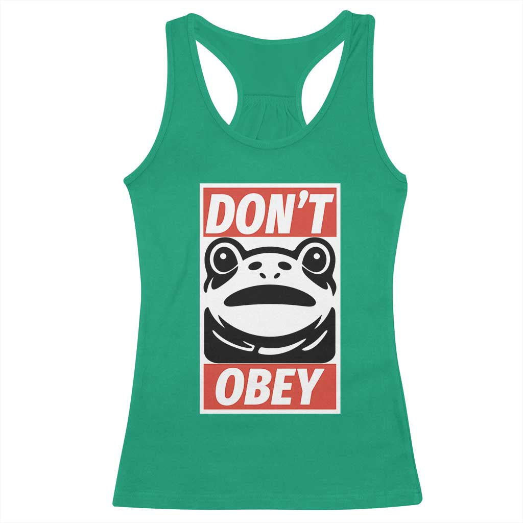 Don't Obey Portland Frog Racerback Tank Top Protest Parody Poster Graphic TS02 Irish Green Print Your Wear