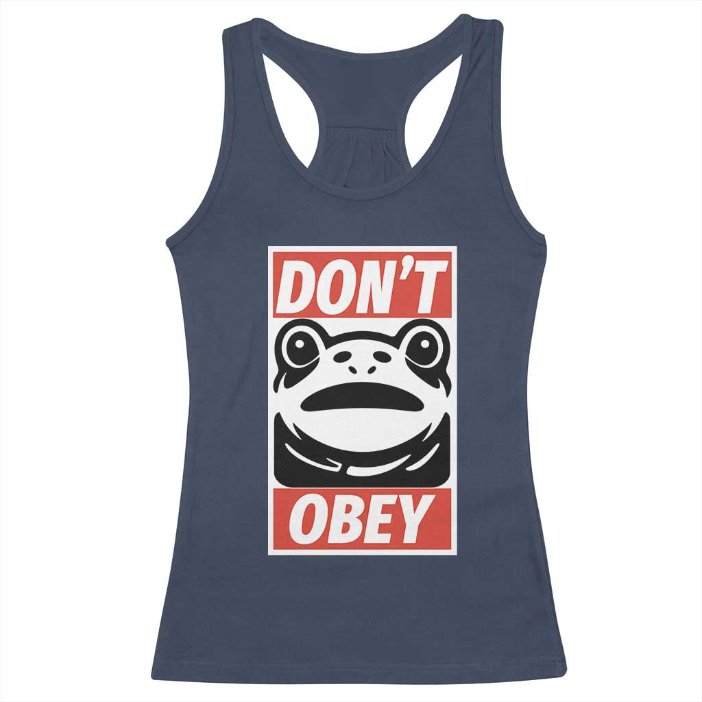 Don't Obey Portland Frog Racerback Tank Top Protest Parody Poster Graphic TS02 Navy Print Your Wear