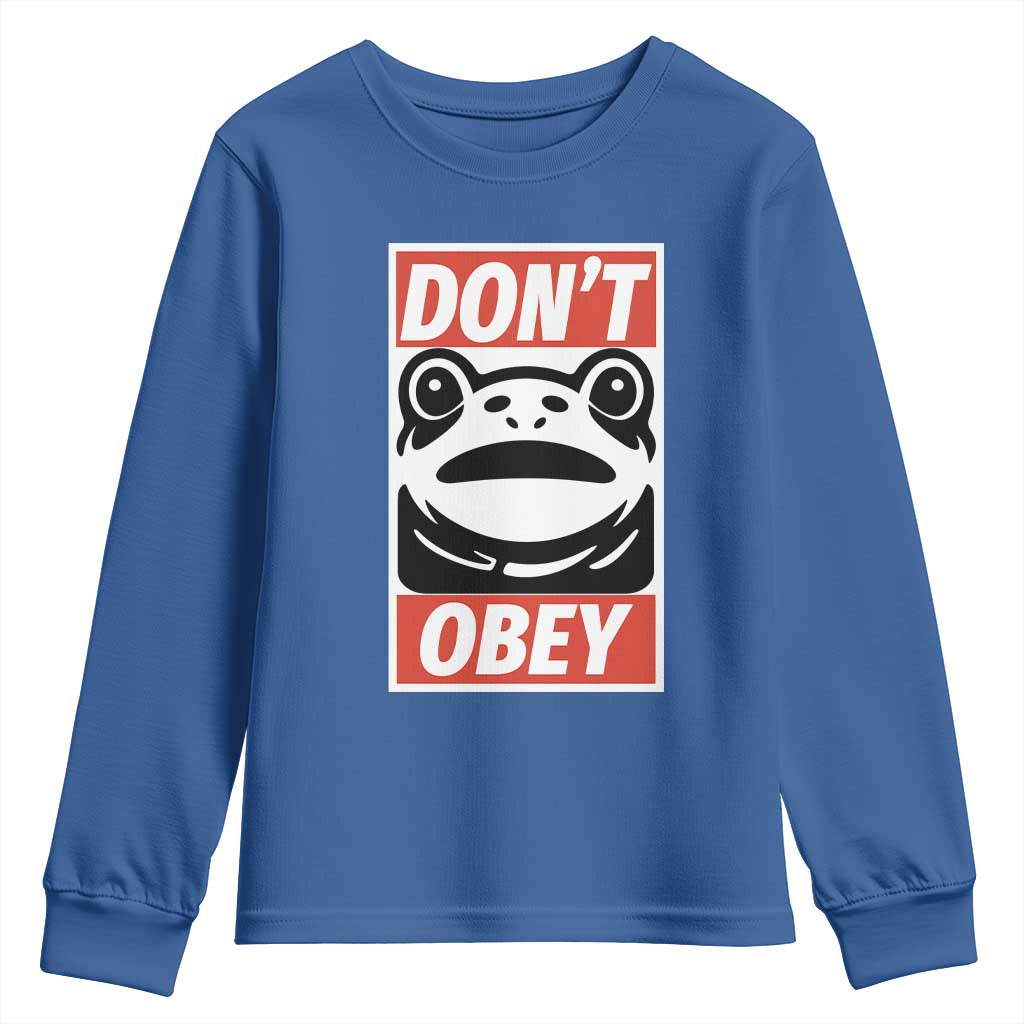 Don't Obey Portland Frog Youth Sweatshirt Protest Parody Poster Graphic TS02 Royal Blue Print Your Wear