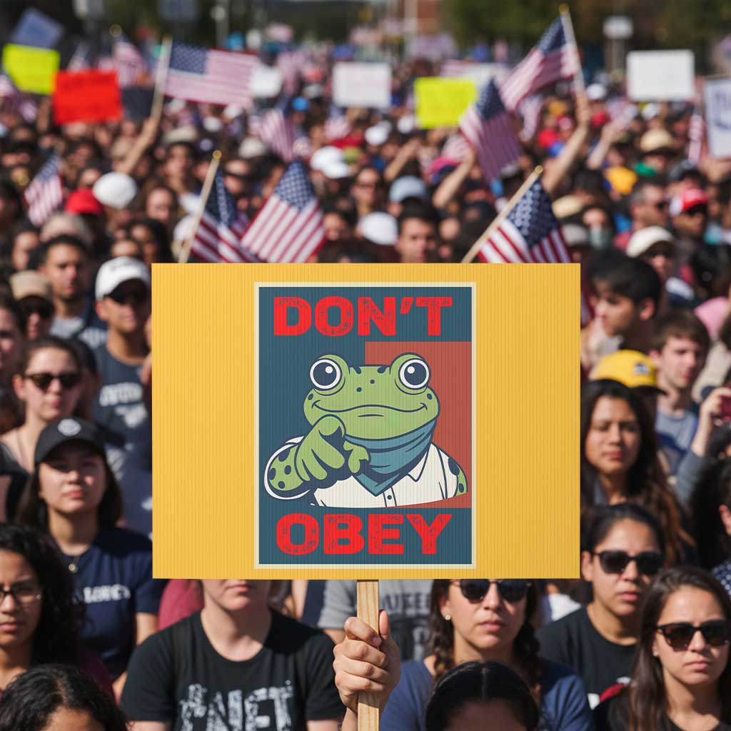 Don't Obey Portland Frog Protest Sign Frogs Protest Activism Hope Style Poster Graphic TS02 Horizontal 18