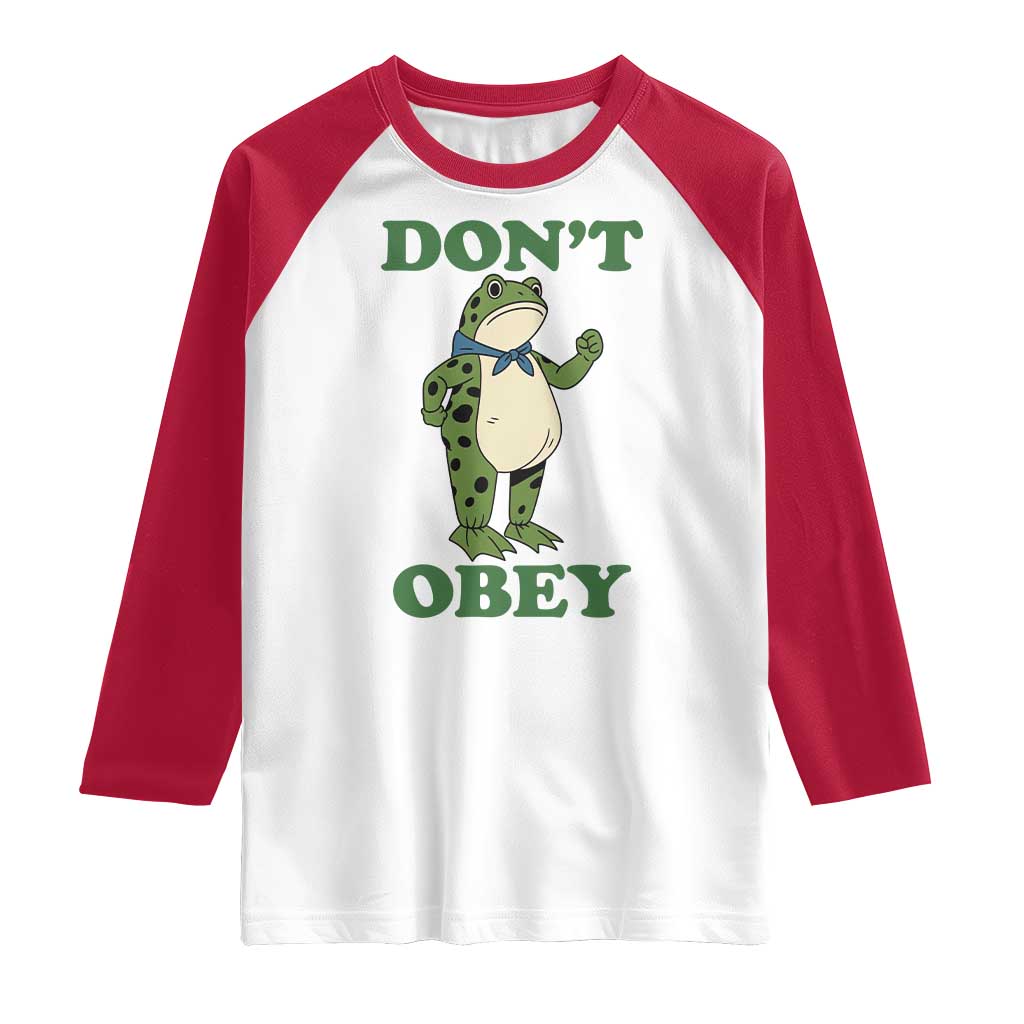 Don't Obey Portland Frog Raglan Shirt Resist Inflatable Frogs Protest TS02 White Red Print Your Wear