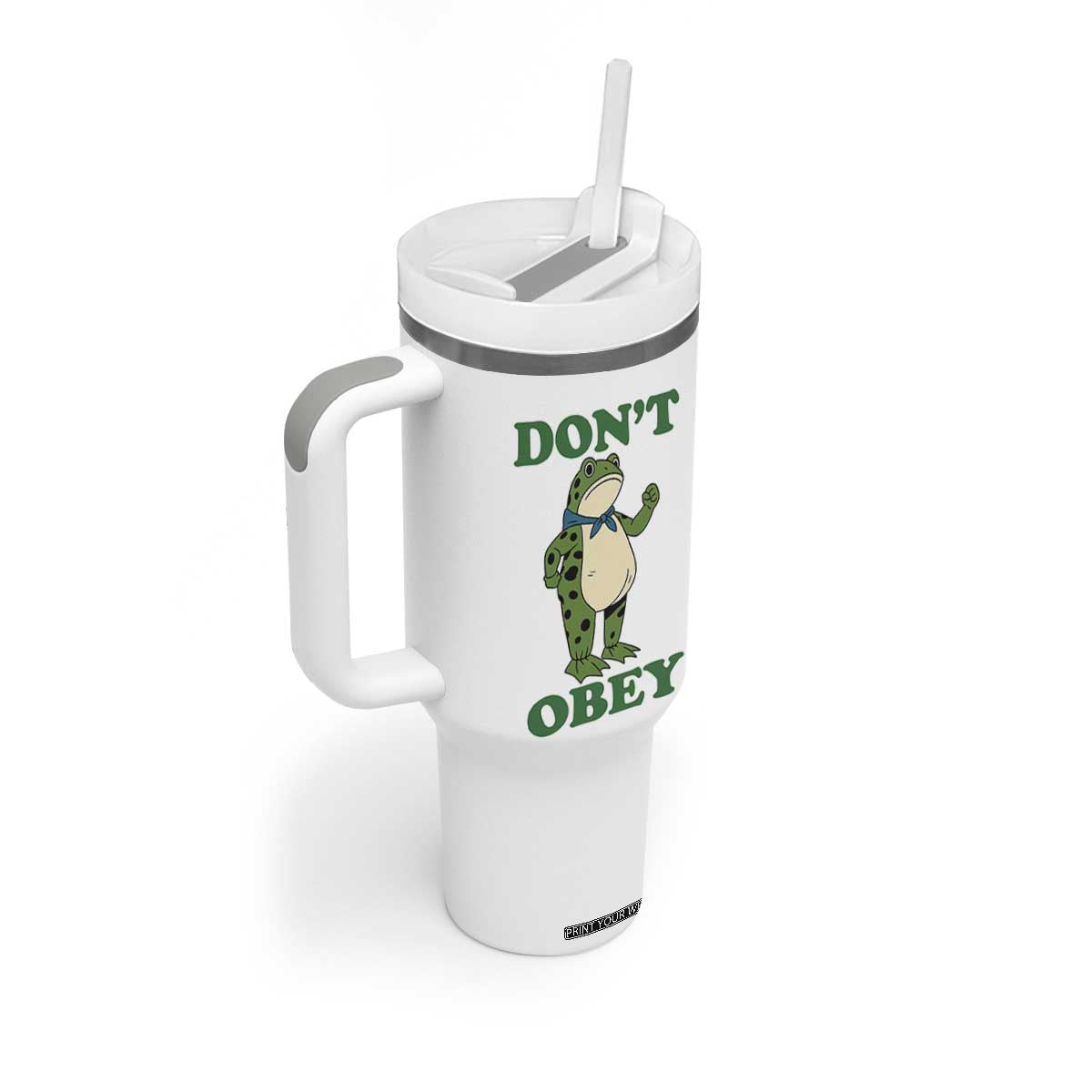 Don't Obey Portland Frog Tumbler With Handle Resist Inflatable Frogs Protest TS02 Print Your Wear