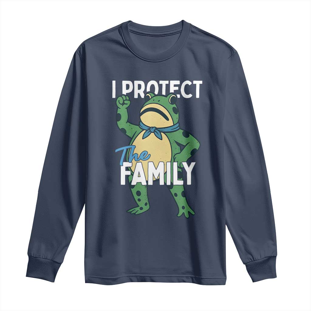 Activist Portland Frog Long Sleeve Shirt I Protect the Family Protest Statement TS02 Navy Print Your Wear