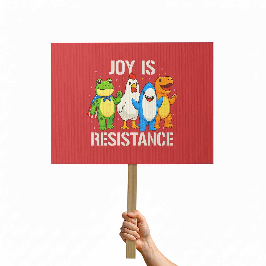 Portland Protest Inflatable Mascot Parade Protest Sign Joy Is Resistance Resist Frog Shark Chicken Dino TS02 Horizontal 18