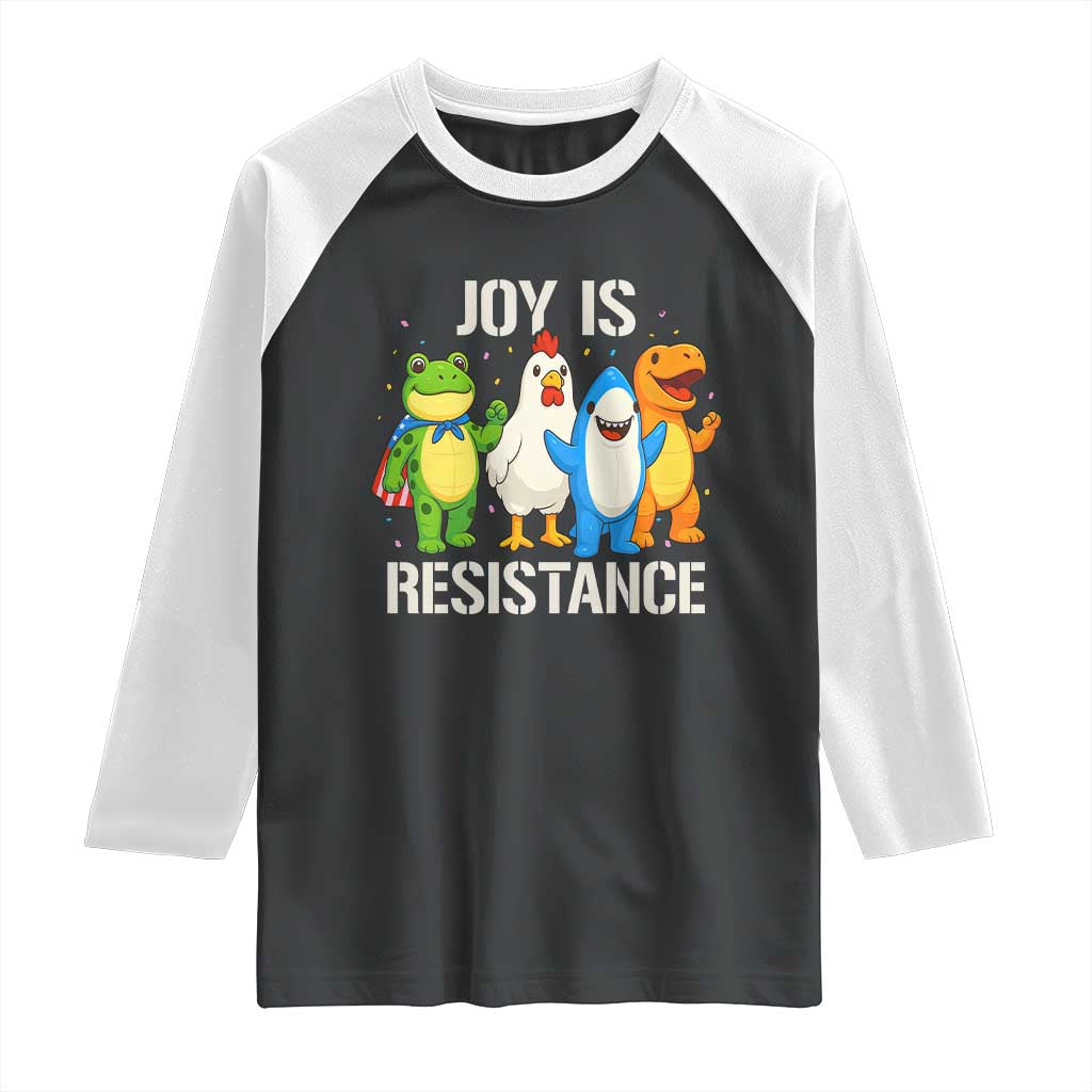 Portland Protest Inflatable Mascot Parade Raglan Shirt Joy Is Resistance Resist Frog Shark Chicken Dino TS02 Black White Print Your Wear