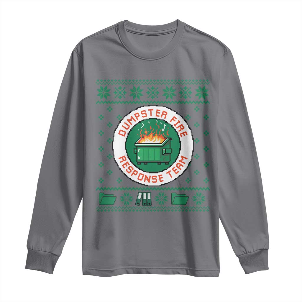 Funny Dumpster Fire Response Team Long Sleeve Shirt Office Party Holiday Chaos Humor TS02 Charcoal Print Your Wear