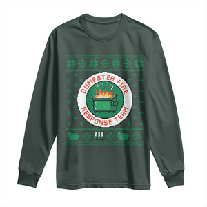 Funny Dumpster Fire Response Team Long Sleeve Shirt Office Party Holiday Chaos Humor TS02 Dark Forest Green Print Your Wear