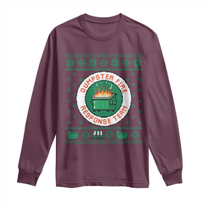 Funny Dumpster Fire Response Team Long Sleeve Shirt Office Party Holiday Chaos Humor TS02 Maroon Print Your Wear
