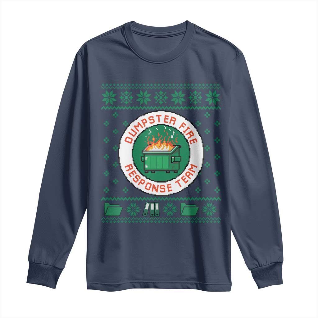 Funny Dumpster Fire Response Team Long Sleeve Shirt Office Party Holiday Chaos Humor TS02 Navy Print Your Wear
