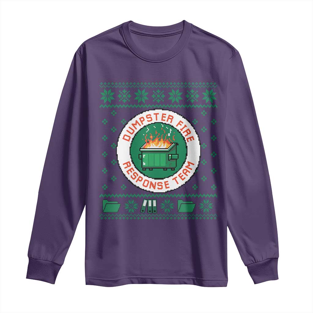 Funny Dumpster Fire Response Team Long Sleeve Shirt Office Party Holiday Chaos Humor TS02 Purple Print Your Wear