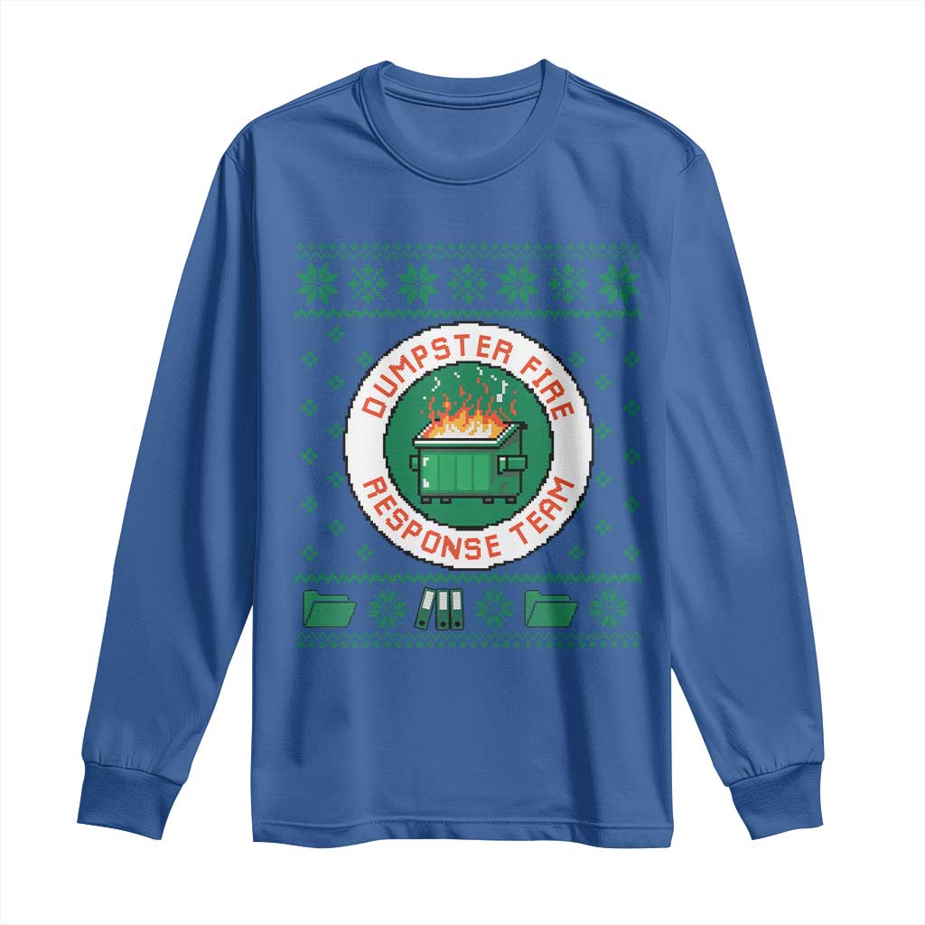 Funny Dumpster Fire Response Team Long Sleeve Shirt Office Party Holiday Chaos Humor TS02 Royal Blue Print Your Wear