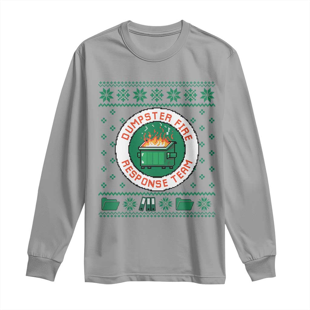 Funny Dumpster Fire Response Team Long Sleeve Shirt Office Party Holiday Chaos Humor TS02 Sport Gray Print Your Wear