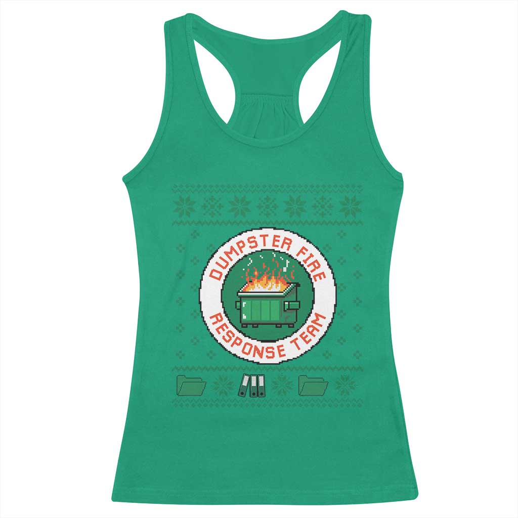 Funny Dumpster Fire Response Team Racerback Tank Top Office Party Holiday Chaos Humor TS02 Irish Green Print Your Wear