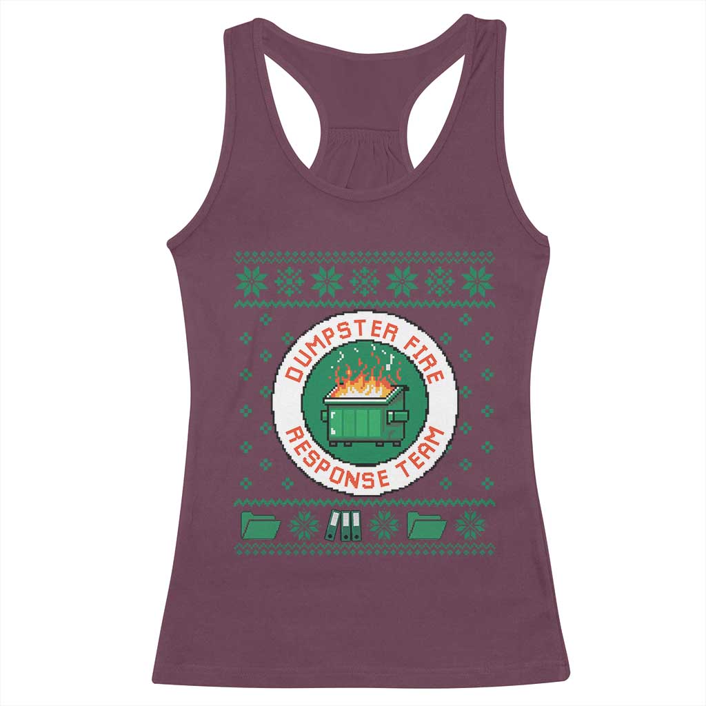 Funny Dumpster Fire Response Team Racerback Tank Top Office Party Holiday Chaos Humor TS02 Maroon Print Your Wear