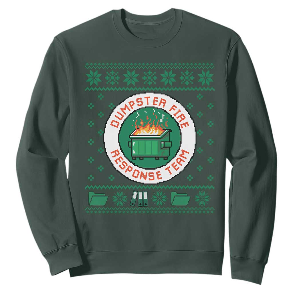 Funny Dumpster Fire Response Team Sweatshirt Office Party Holiday Chaos Humor TS02 Dark Forest Green Print Your Wear