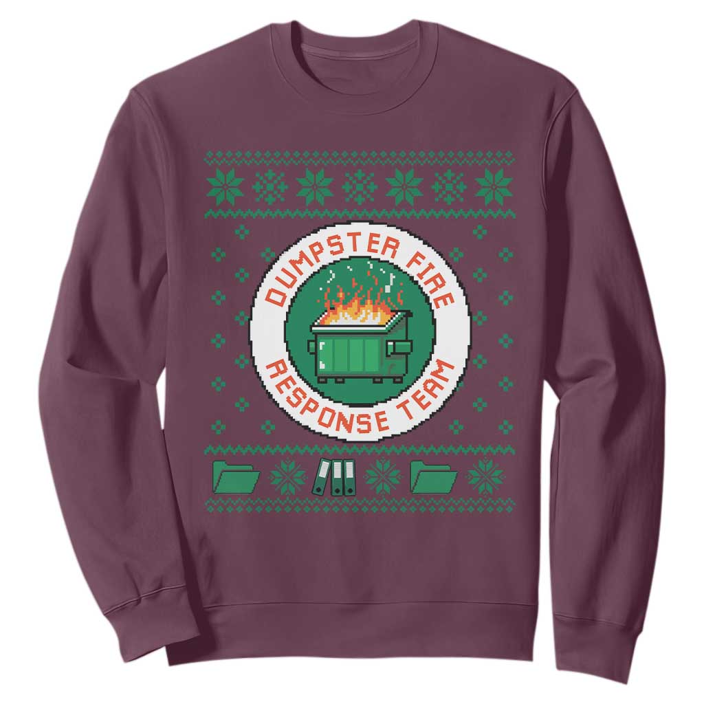 Funny Dumpster Fire Response Team Sweatshirt Office Party Holiday Chaos Humor TS02 Maroon Print Your Wear