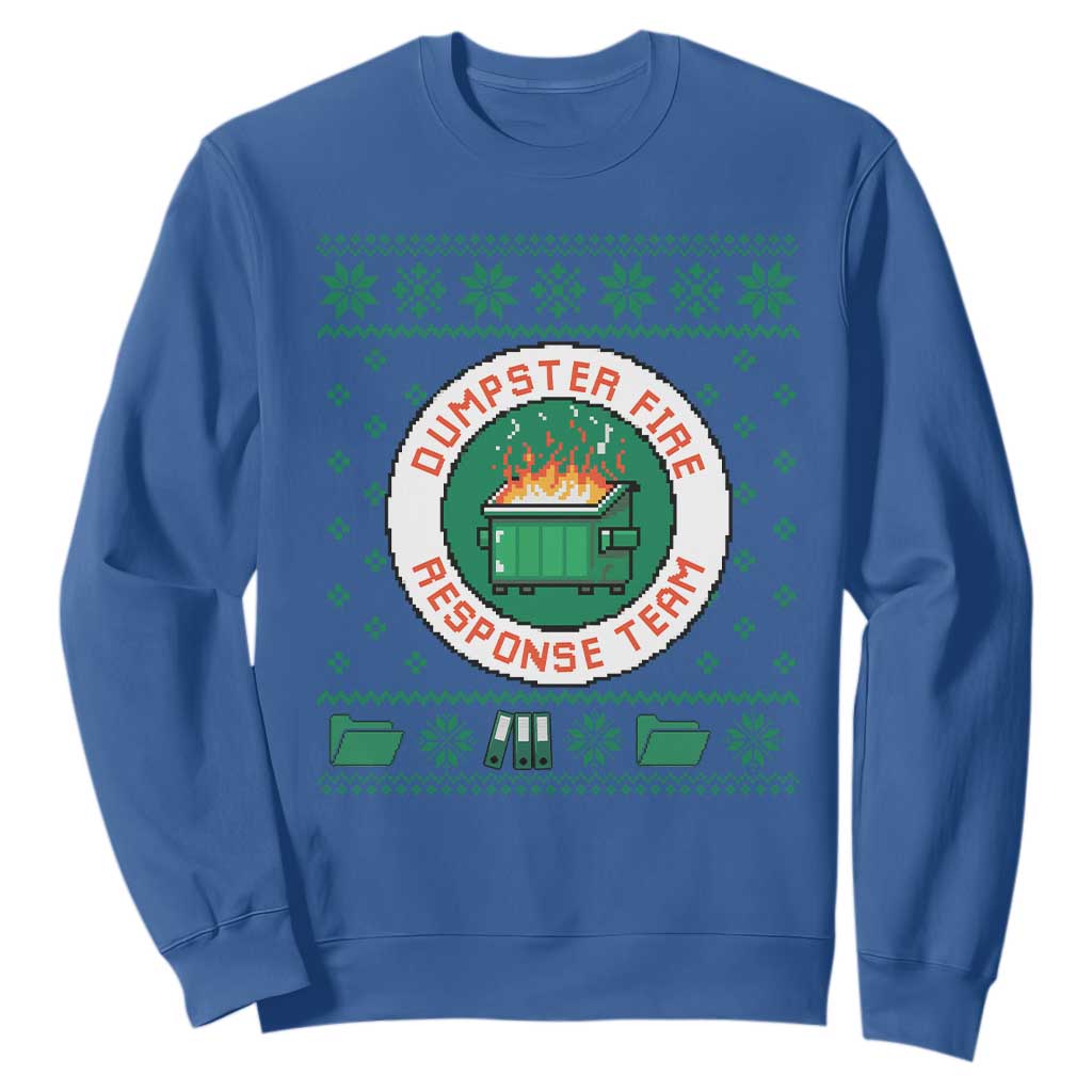 Funny Dumpster Fire Response Team Sweatshirt Office Party Holiday Chaos Humor TS02 Royal Blue Print Your Wear