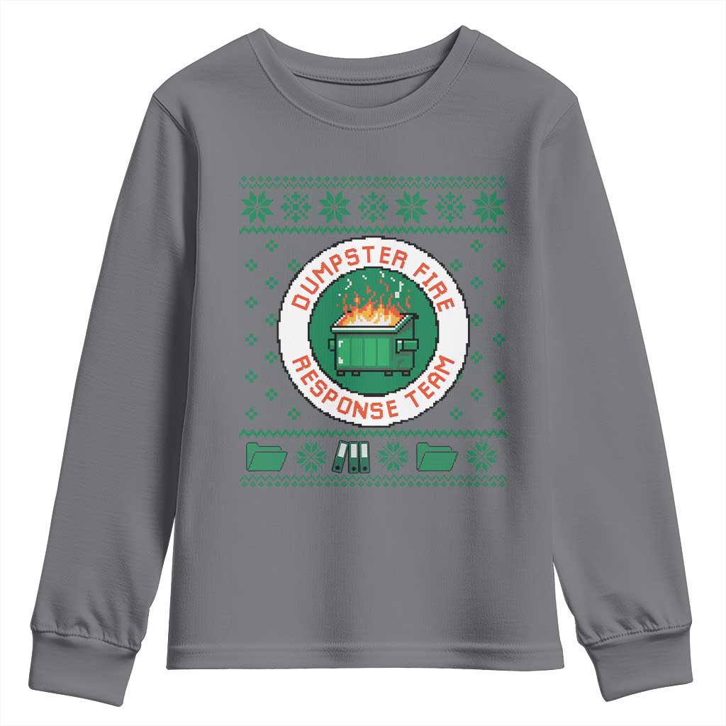 Funny Dumpster Fire Response Team Youth Sweatshirt Office Party Holiday Chaos Humor TS02 Charcoal Print Your Wear