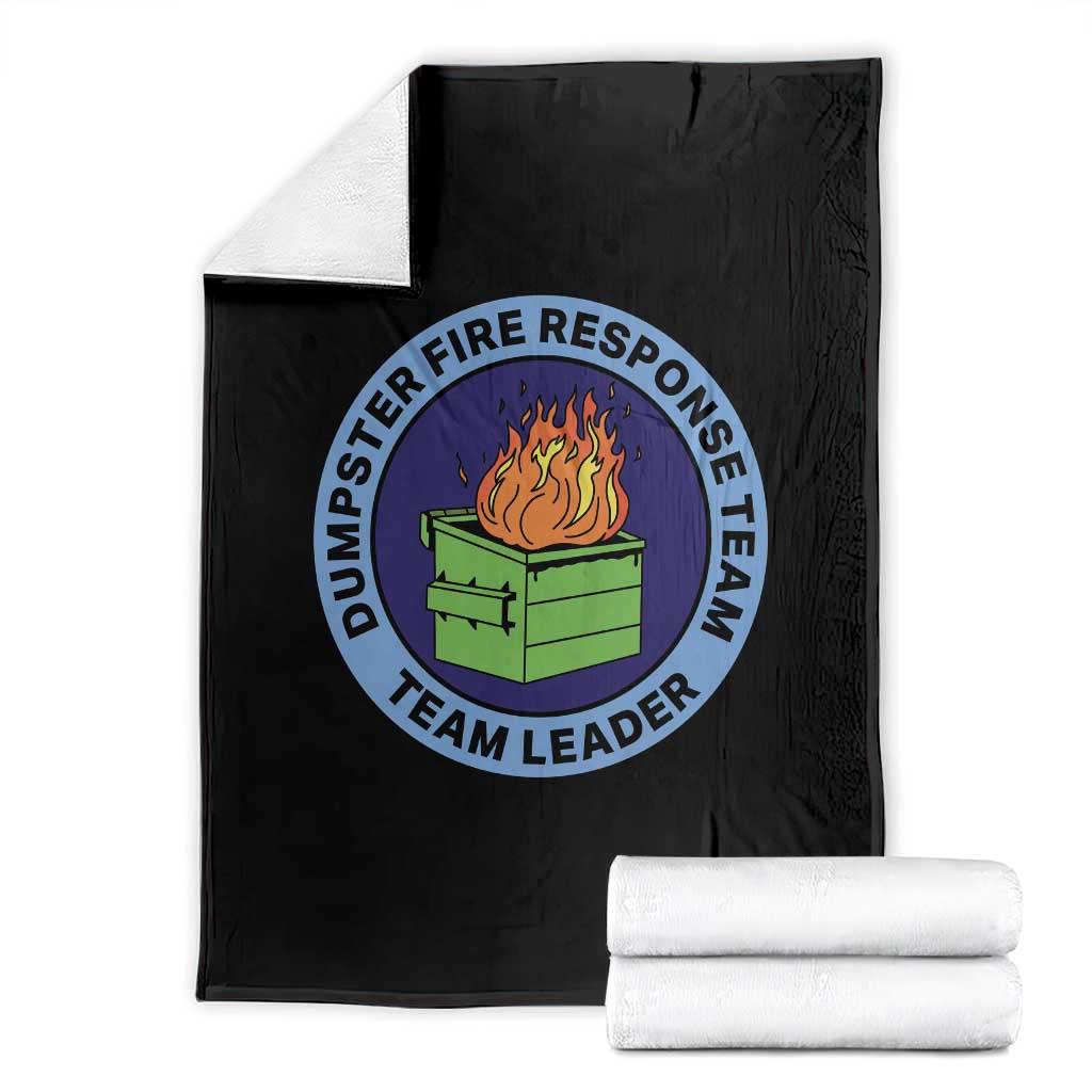 Dumpster Fire Response Team Leader Badge Throw Blanket Funny Office Chaos Holiday Gag Gift TS02 Black Print Your Wear