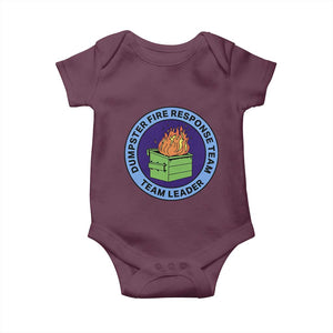 Dumpster Fire Response Team Leader Badge Baby Onesie Funny Office Chaos Holiday Gag Gift TS02 Maroon Print Your Wear