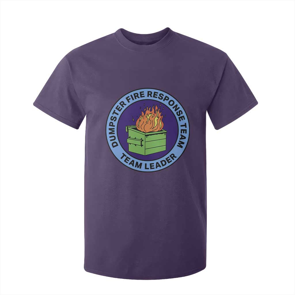 Dumpster Fire Response Team Leader Badge T Shirt For Kid Funny Office Chaos Holiday Gag Gift TS02 Purple Print Your Wear