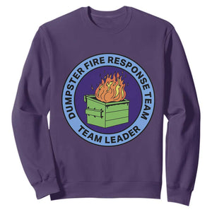 Dumpster Fire Response Team Leader Badge Sweatshirt Funny Office Chaos Holiday Gag Gift TS02 Purple Print Your Wear