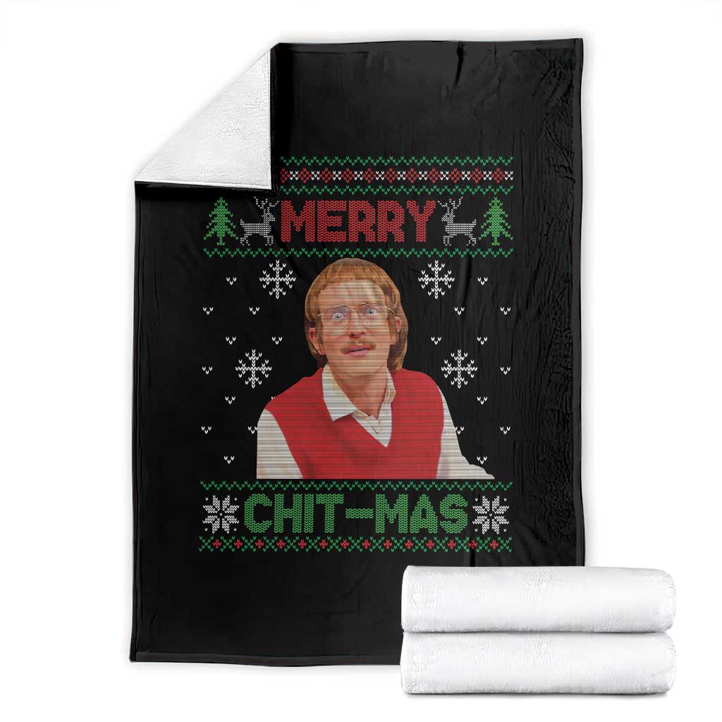 Funny Chit Christmas Merry Chit-Mas Throw Blanket Retro Holiday Humor TS02 Black Print Your Wear