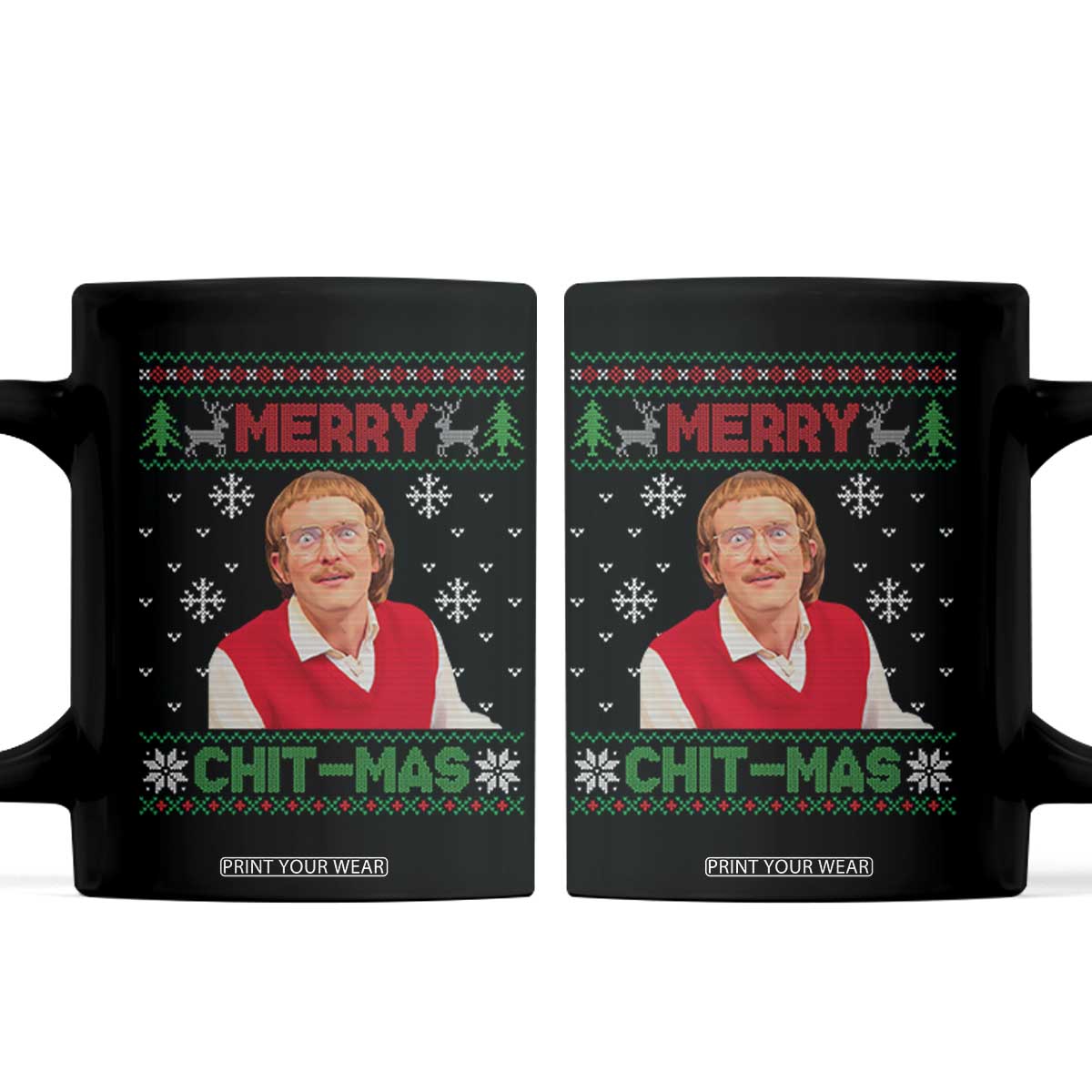 Funny Chit Christmas Merry Chit-Mas Coffee Mug Retro Holiday Humor TS02 Black Print Your Wear