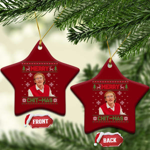 Funny Chit Christmas Merry Chit-Mas Ceramic Ornament Retro Holiday Humor TS02 Print Your Wear