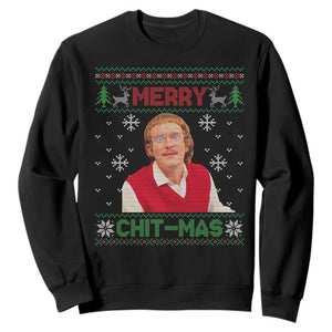 Funny Chit Christmas Merry Chit-Mas Sweatshirt Retro Holiday Humor TS02 Black Print Your Wear