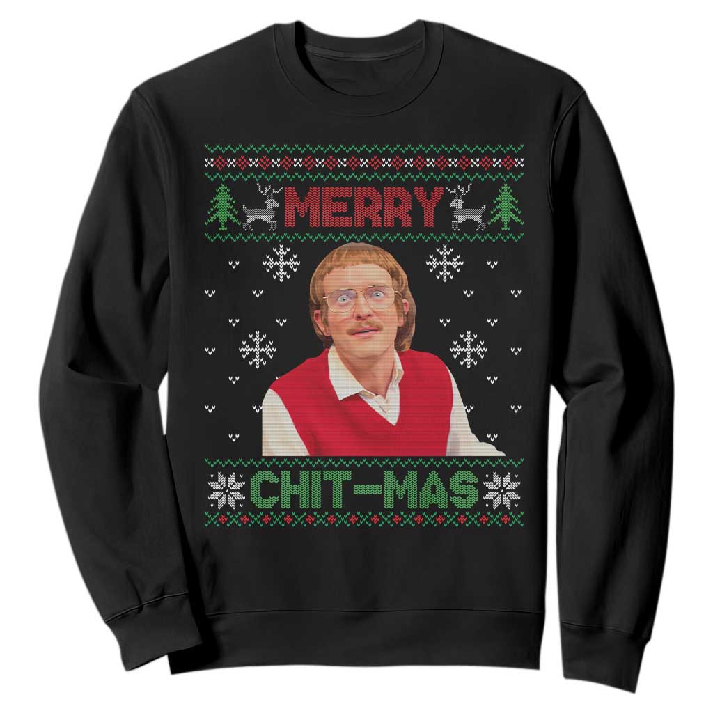 Funny Chit Christmas Merry Chit-Mas Sweatshirt Retro Holiday Humor TS02 Black Print Your Wear