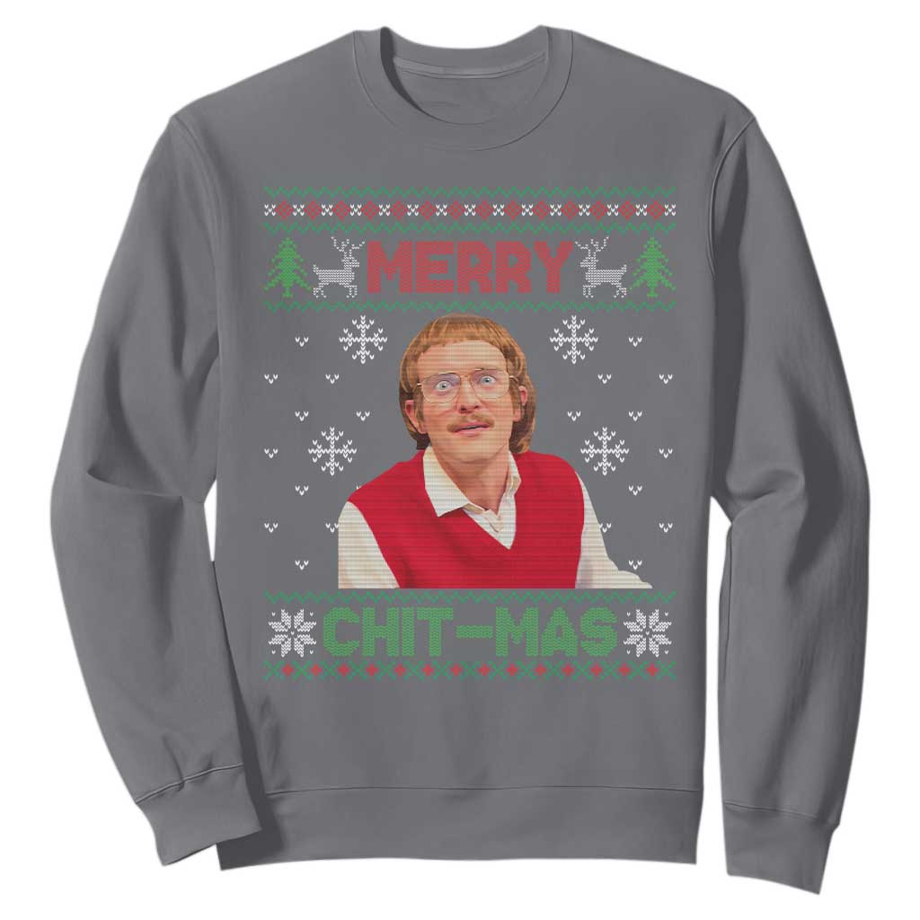 Funny Chit Christmas Merry Chit-Mas Sweatshirt Retro Holiday Humor TS02 Charcoal Print Your Wear