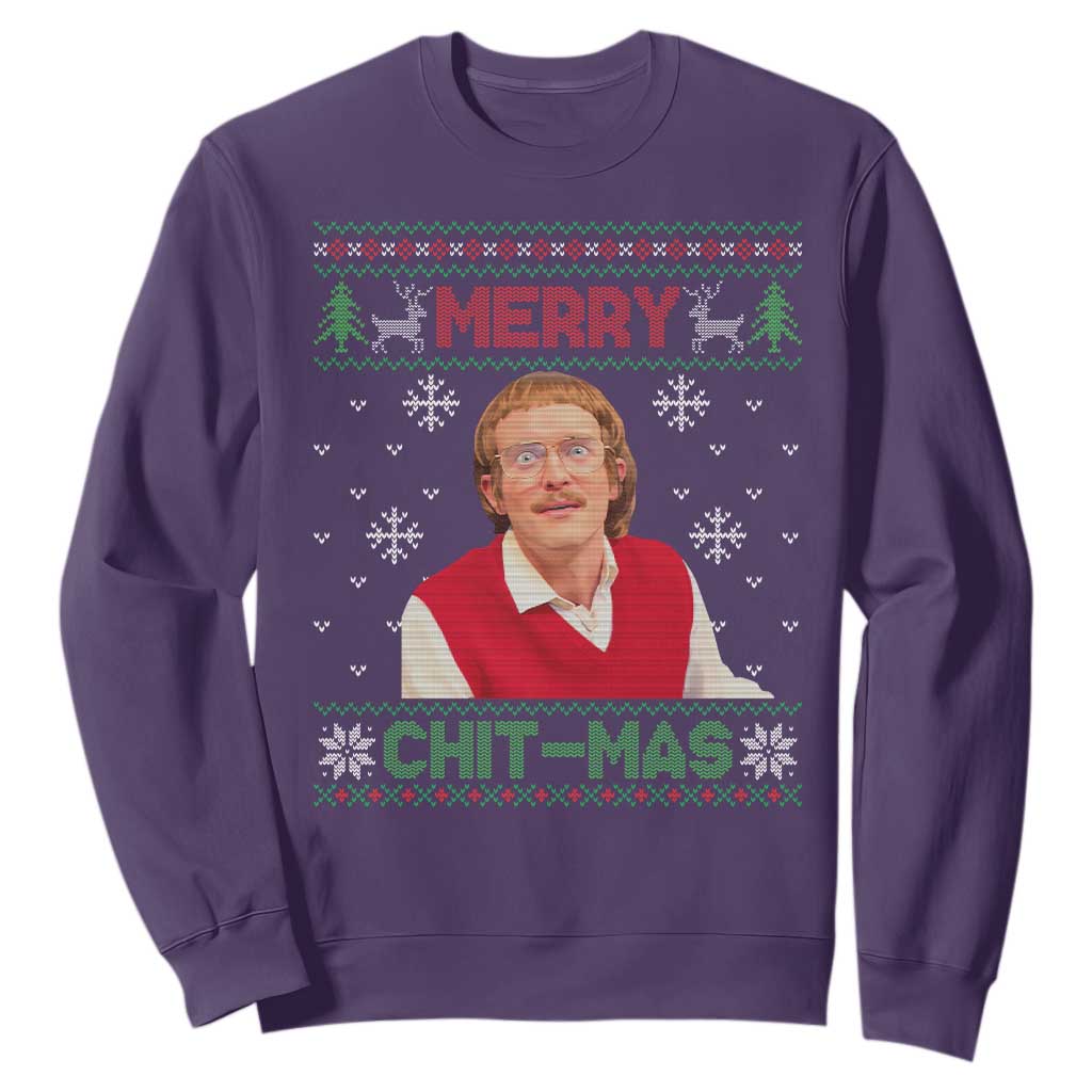 Funny Chit Christmas Merry Chit-Mas Sweatshirt Retro Holiday Humor TS02 Purple Print Your Wear