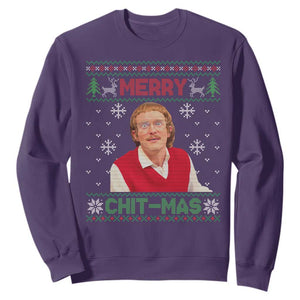 Funny Chit Christmas Merry Chit-Mas Sweatshirt Retro Holiday Humor TS02 Purple Print Your Wear