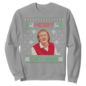 Funny Chit Christmas Merry Chit-Mas Sweatshirt Retro Holiday Humor TS02 Sport Gray Print Your Wear