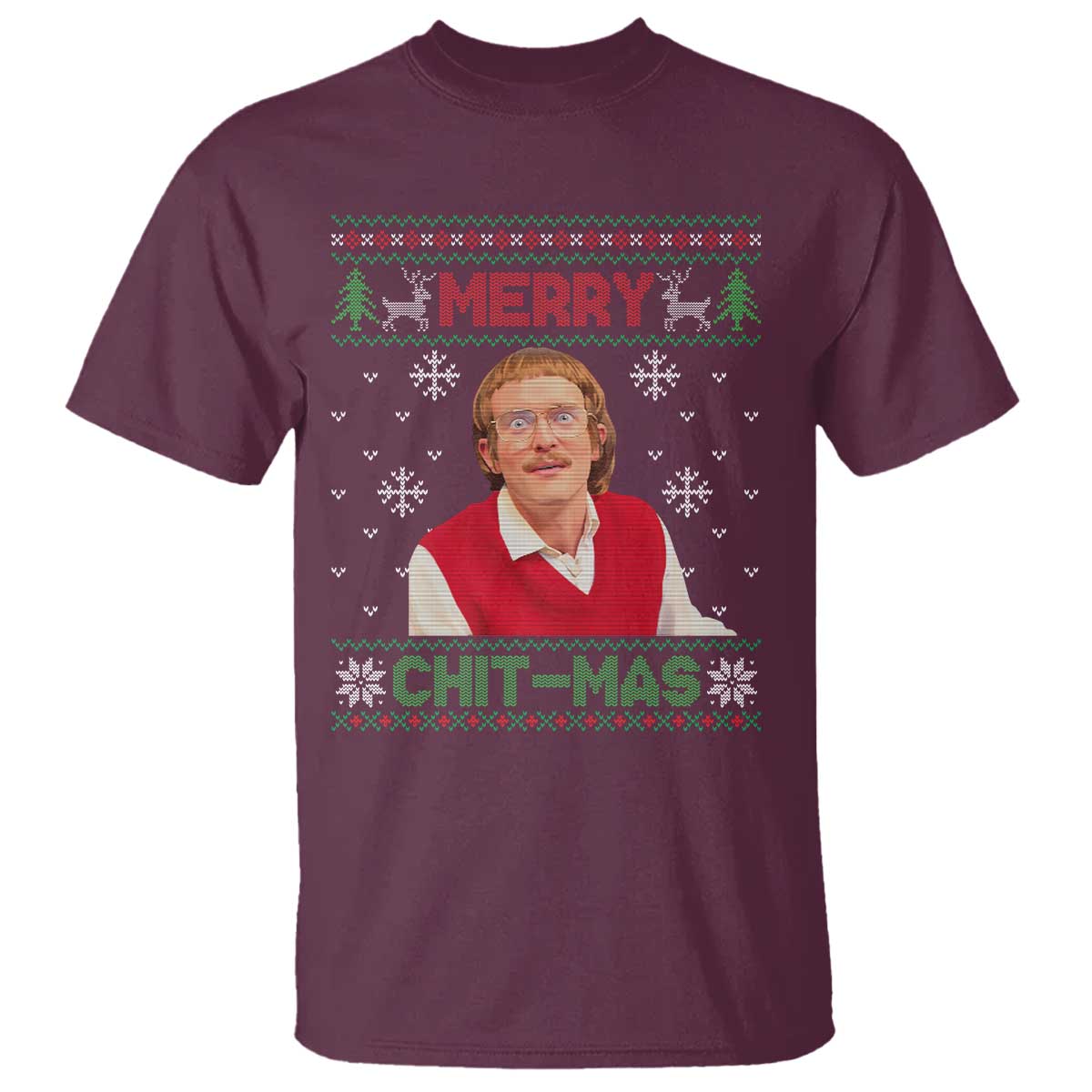 Funny Chit Christmas Merry Chit-Mas T Shirt Retro Holiday Humor TS02 Maroon Print Your Wear